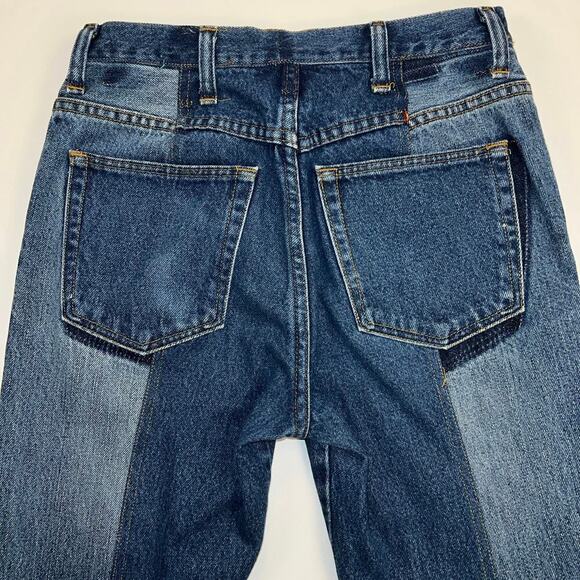 Rentrayage Upcycled Mid Rise Two Tone Patchwork Flare Jeans Size XS 26 Waist - Picture 12 of 15